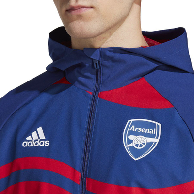 Xhaketë windbreaker Adidas Arsenal, për meshkuj, poliestër i ricikluar, me kapuç, e kuqe