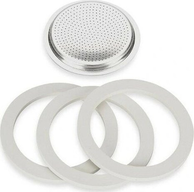 Set gasket Bialetti, 3 vula me filter, për xhezve alumini 3–4 filxhan