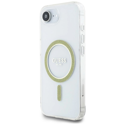 Заштитна маска Guess MagSafe за iPhone 16e, TPU и поликарбонат, транспарентна