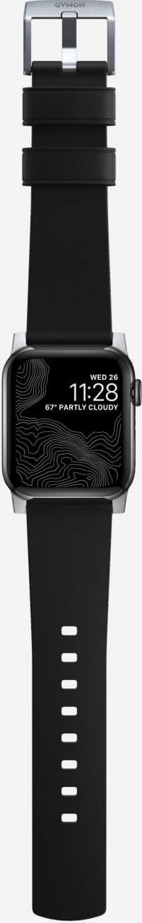 Rrip për Apple Watch Active Band Pro, 46mm 49mm, lëkurë sportive, argjend me të zi