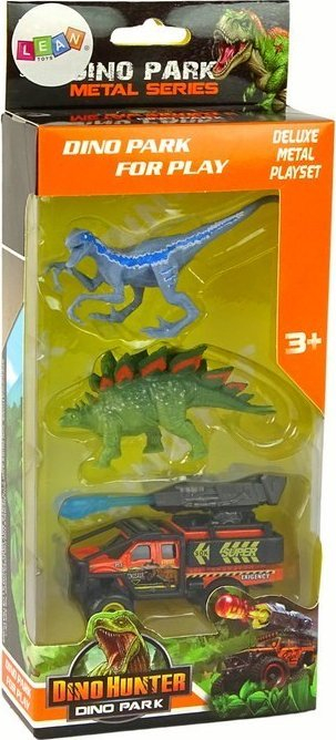 Set lodrash dinosaurë me makinë terreni, 2 figura, raketë blu