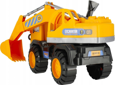 Lodër kamion-eskavator Mega Creative 501604, me rrota të mëdhaja, plastik, i verdhë