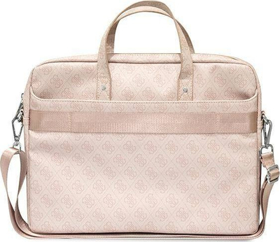 Çantë laptopi Guess 4G Triangle Logo Bag, deri 16", lëkurë eko, rozë