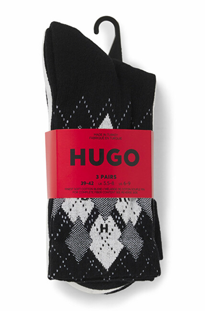 Çorape për meshkuj Hugo Boss 3 PACK, të bardha/ të zeza