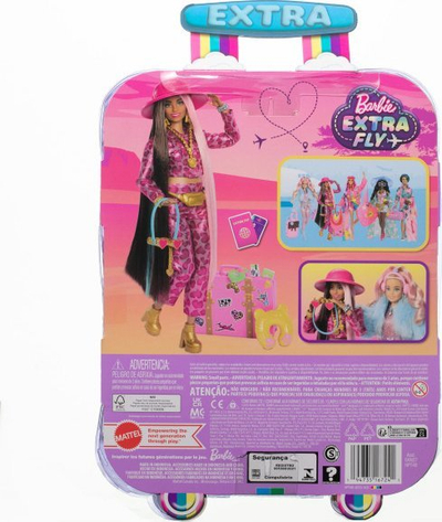 Kukull Barbie Extra Fly HPT48, stil safari me valixhe udhëtimi, rozë