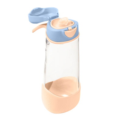 Shishe sportive b.box Tritan, 600ml, me grykë silikoni, rozë portokalli