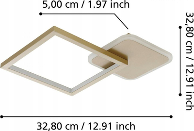 Llampë tavani EGLO Gafares LED, 33 cm, me pult CCT, ngjyrë ari