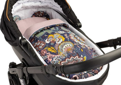 Set jorgan jastëk karroce Sensillo Waffle Boho, pambuk 100%, anti alergjik, rozë e pluhurosur