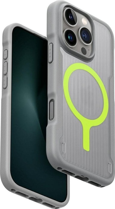 Футрола за телефон UNIQ Combat Active MagClick за iPhone 16 Pro, со MagSafe, сива