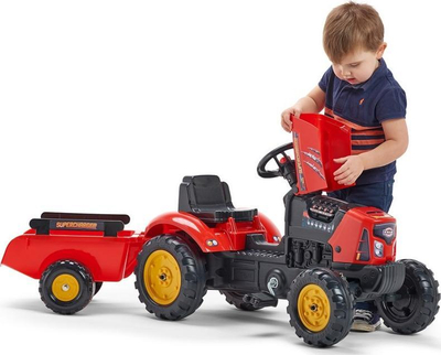 Traktor lodër Falk Supercharger 2030AB, me pedale, me rimorkio, i kuq
