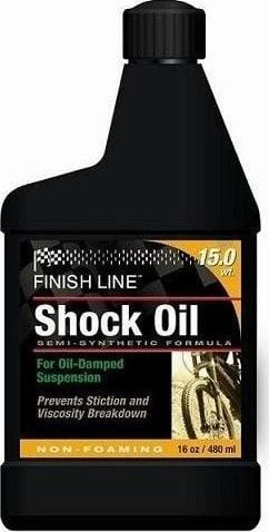 Vaj pezullimi biçiklete Finish Line Shock Oil 15wt, gjysmë sintetik, 480ml, i zi