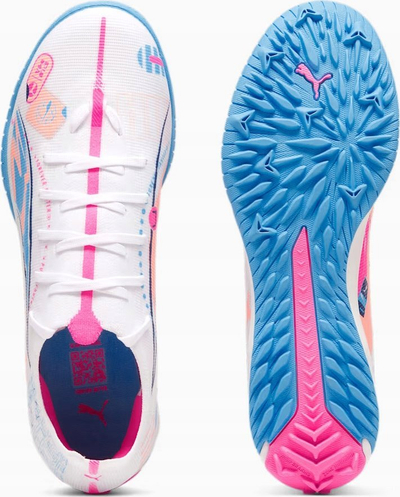 Këpucë futbolli Puma Ultra Match 5 Vol.Up TT, turf, për burra, të bardha