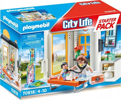 Set lodrash Playmobil City Life 70818 Pediatri, starter pack, për kalamaj 4-10 vjeç, shumëngjyrësh