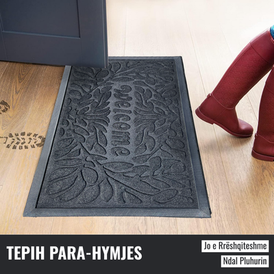 Tepih parahyrjes Nagavci Home Welcome, antirrëshqitës, 45x75 cm, i zi