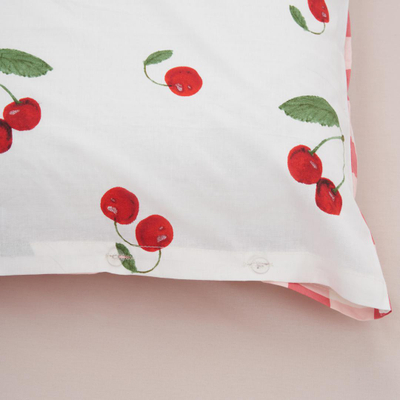 Set shtrati njëpersonësh Cotton Cherry, 100% pambuk, motiv qershi, shumëngjyrësh