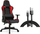 Karrige gaming SENSE7 Leatherette, mbështetëse krahësh të rregullueshme, ndriçim RGB, e zezë e kuqe