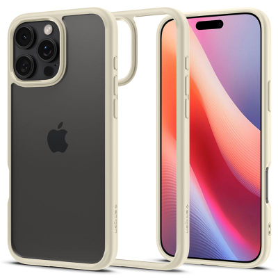 Mbrojtëse Spigen Crystal Hybrid për iPhone 15, transparente me kornizë krem