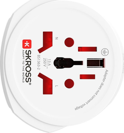Adaptues universal rryme Skross Konica Minolta, 100 250V, dalje universale, i bardh