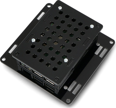 Kuti Raspberry Pi 5 VESA V2, për montim në monitor, akrilik, e zezë