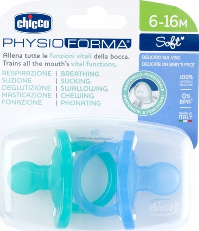 Bиберон Chicco Physio Soft, силикон, 6-12 месеци, сина боја