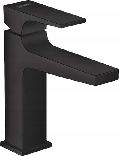 Rubinet lavamani Hansgrohe Metropol 110, me një leviçë, me set Push Open, i zi mat