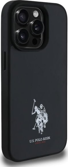 Mbulesë telefoni US Polo për iPhone 15 Pro Max 6.7", lëkurë, e zezë
