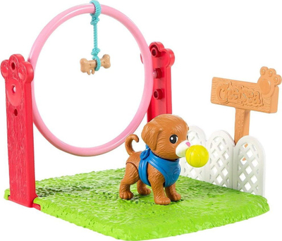 Set lodër Barbie Chelsea Dog Trainer, me kukull dhe qenush, shumëngjyrësh
