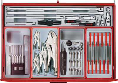 Set veglash auto Teng Tools 1055 copë, me karrocë, i kuq