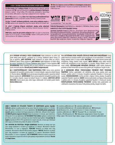 Maskë flokësh Schwarzkopf Gliss Shine 4 in 1, për flokë të thatë dhe të dëmtuar, 400ml