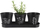 Set vazo metalike për erëza BLACK, 3 copë, diametër 11 cm, me tabaka, të zeza