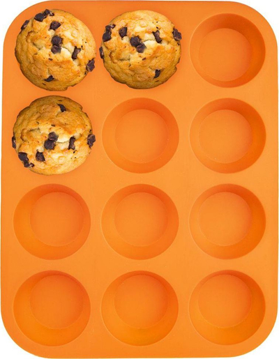 Kallëp muffinash silikonik, 12 forma, jo ngjitës, i kuq