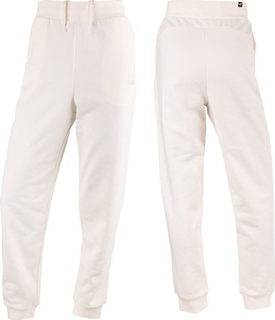 Спортски панталони Puma ESS+ Embroidery High-Waist FL W, висок струк, за жени, крем боја