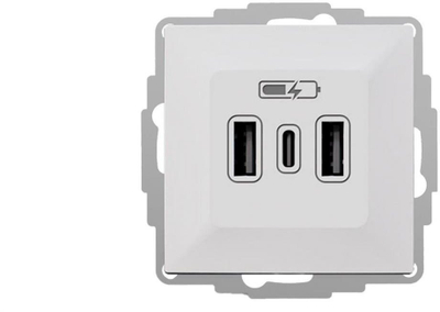 Karikues USB në mur Elektroplast Vestra, 2 x USB-A + USB-C, i bardhë