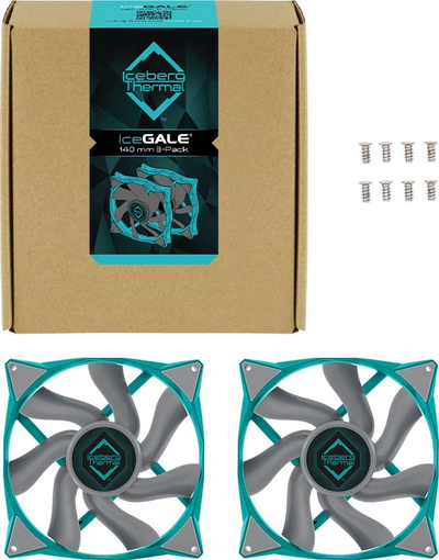 Ventilatorë për kasë PC Iceberg Thermal IceGALE 140mm, set me 2 copa, PWM, ngjyrë teal