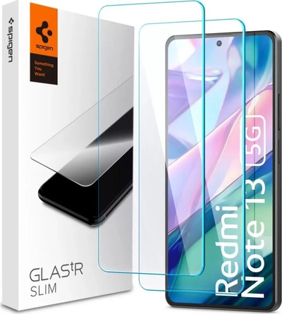 Mbrojtës ekrani Spigen Glas TR Slim për Xiaomi Redmi Note 13 5G, xham i fortë, 2 copë në paketë, transparent