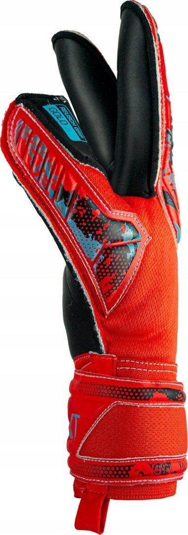 Doreza portieri Reusch Attrakt Gold Roll Finger, mbyllje me shirit Velcro, pa fingersave, të kuqe me të zeza
