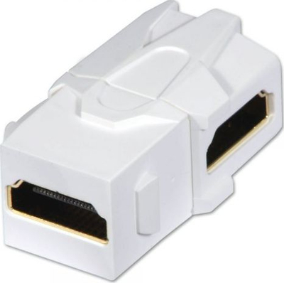 Modul Keystone Lindy HDMI 90°, lidhës femër–femër, i bardhë