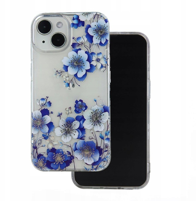 Mbrojtëse telefoni IMD Samsung Galaxy A14, fleksibël, print lulesh blu, transparente