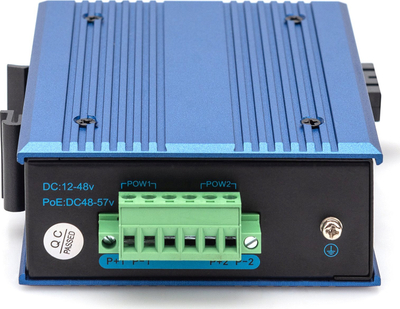 Media konvertues industrial Digitus DN-652104-1, 10/100/1000Mbps PoE, port SFP gigabit, blu