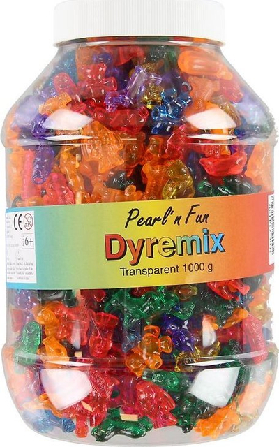 Set rruaza Pearl´N Fun Animal Mix, kovë transparente, 1000 g, shumëngjyrëshe