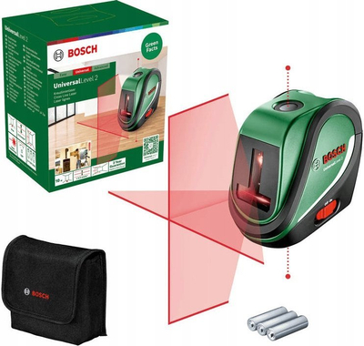 Nivel lazer kryq Bosch UniversalLevel 2, vetënivelohet vetë, me pika vertikale