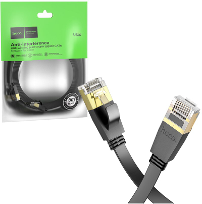 Kabllo rrjeti Hoco US07, Cat.6, 5m, i zi