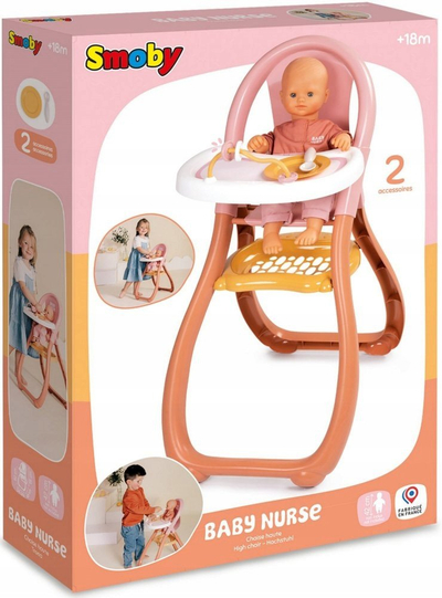 Karrige për kukulla Smoby Baby Nurse, për kukulla deri 42 cm, me vegla, rozë