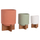 Set vazo dekorative TANTI HM4685, 3 copë, fiber cement, me bazë druri tik, shumëngjyrëshe