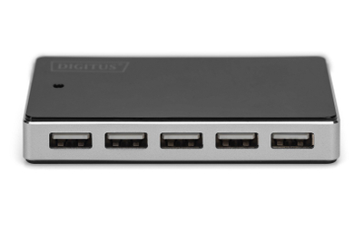 USB разделник Дигитус USB 2.0, 10 порти, црн