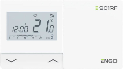 Termostat wireless programues Engo E901RF, për ngrohje dhe ftohje, i bardhë