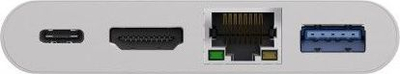 Adapter USB C Goobay 62105, HDMI 4K, Gigabit Ethernet, i bardhë