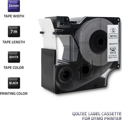 Kasetë etiketuese Qoltec Dymo D1 53713 53718, 24mm x 7m, shirit i bardhë, printim i zi