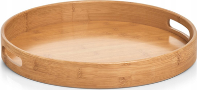 Tabaka shërbimi Zeller Bamboo, rrethore, bambu natyrale, kafe