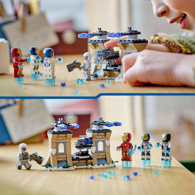 Set lodrash LEGO Marvel Iron Man dhe Iron Legion vs Hydra Soldier, bazë beteje, për fëmijë